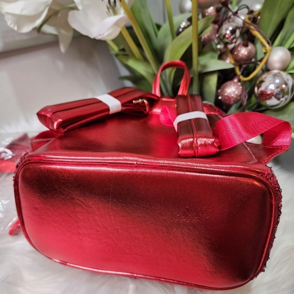 Set Of 2 Red Sequin Loungefly Backpack with Matching red ears Nee main image 5